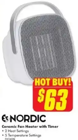 The Good Guys NORDIC Ceramic Fan Heater with Timer offer