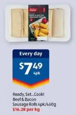 ALDI Ready, Set...Cook! Beef & Bacon Sausage Rolls offer