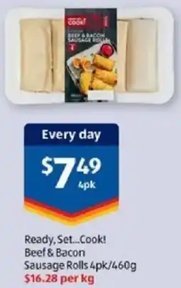 ALDI Ready, Set...Cook! Beef & Bacon Sausage Rolls ] offer