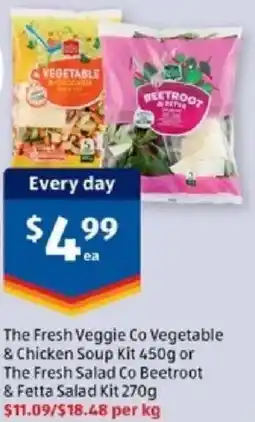 ALDI The Fresh Veggie Co Vegetable & Chicken Soup Kit or The Fresh Salad Co Beetroot & Fetta Salad Kit offer