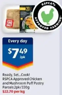 ALDI Ready, Set...Cook! RSPCA Approved Chicken and Mushroom Puff Pastry Parcels offer