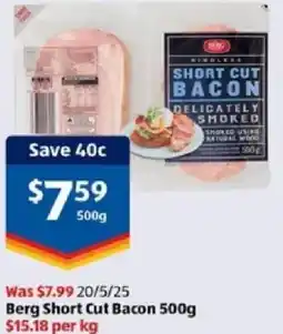 ALDI Berg Short Cut Bacon offer
