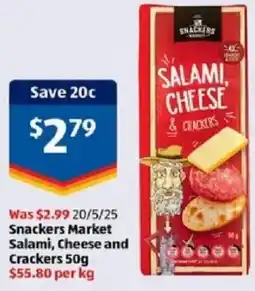 ALDI Snackers Market Salami, Cheese and Crackers offer