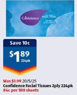 ALDI Confidence Facial Tissues offer