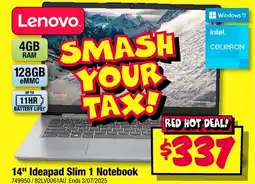 JB Hi-Fi Lenovo 14" Ideapad Slim 1 Notebook offer