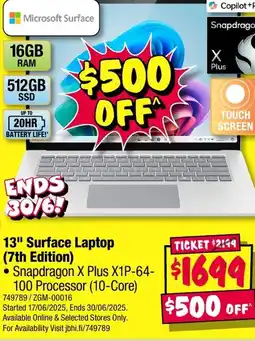 JB Hi-Fi Microsoft Surface 13" Surface Laptop offer