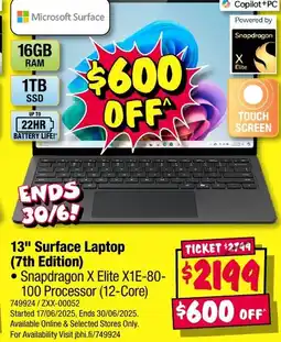 JB Hi-Fi Microsoft Surface 13" Surface Laptop offer