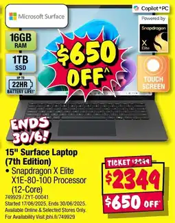 JB Hi-Fi Microsoft Surface 15" Surface Laptop offer