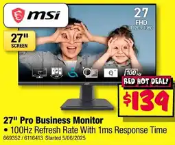 JB Hi-Fi msi 27" Pro Business Monitor offer