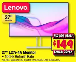 JB Hi-Fi Lenovo 27" L27i-4A Monitor offer