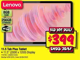 JB Hi-Fi Lenovo 11.5 Tab Plus Tablet offer