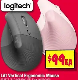 JB Hi-Fi logitech Lift Vertical Ergonomic Mouse offer