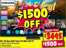 JB Hi-Fi 85" 4K Neo QLED Smart Al Mini LED TV offer