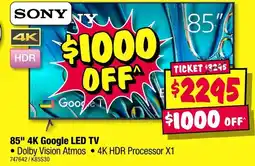JB Hi-Fi 85" 4K Google LED TV offer