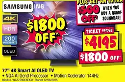 JB Hi-Fi 77" 4K Smart AI OLED TV offer