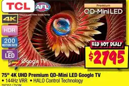 JB Hi-Fi 75" 4K UHD Premium QD-Mini LED Google TV offer