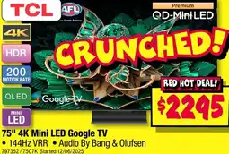 JB Hi-Fi 75" 4K Mini LED Google TV offer
