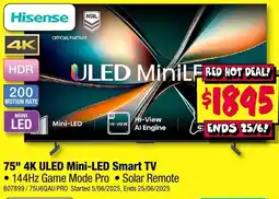 JB Hi-Fi 75" 4K ULED Mini-LED Smart TV offer