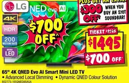 JB Hi-Fi 65" 4K QNED Evo Al Smart Mini LED TV offer