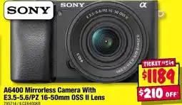 JB Hi-Fi A6400 Mirrorless Camera With E3.5-5.6/PZ 16-50mm OSS II Lens offer