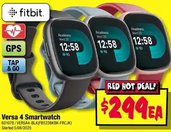 JB Hi-Fi Versa 4 Smartwatch offer