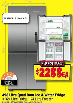JB Hi-Fi 498 Litre Quad Door Ice & Water Fridge offer
