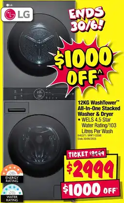 JB Hi-Fi 12KG WashTowerâ„¢ All-In-One Stacked Washer & Dryer offer