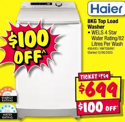 JB Hi-Fi 8KG Top Load Washer offer