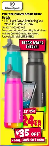 JB Hi-Fi Pro Steel 946ml Smart Drink Bottle offer