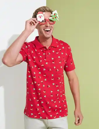 Rivers christmas all over print jersey polo