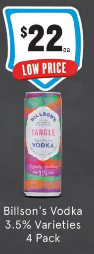 IGA Liquor Billson's Vodka 3.5% Varieties offer