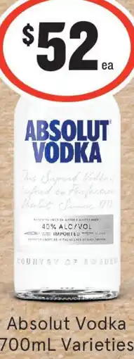 IGA Liquor Absolut Vodka offer