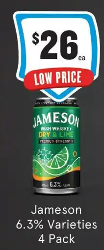 IGA Liquor Jameson 6.3% Varieties 4 Pack offer