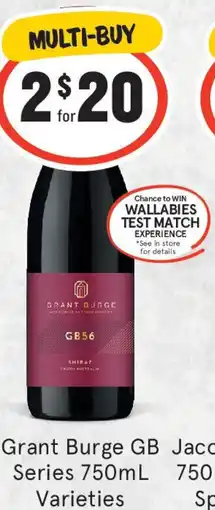 IGA Liquor Grant Burge GB Jacob's Creek Reserve Series Varieties offer