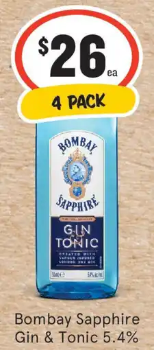 IGA Liquor Bombay Sapphire Gin & Tonic 5.4% offer