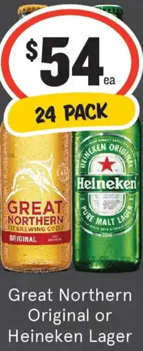 IGA Liquor Great Northern Original or Heineken Lager offer