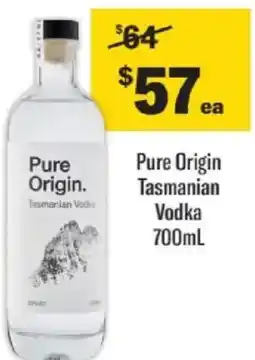 Liquorland Pure Origin Tasmanian Vodka offer