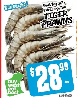Farmer Jack's Shark Bay (WA) Extra Large Raw TIGER PRAWNS offer