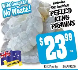 Farmer Jack's Australian Raw Whole PEELED KING PRAWNS offer