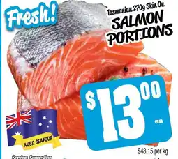 Farmer Jack's Tasmanian Skin On SALMON PORTIONS offer