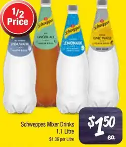 Farmer Jack's Schweppes Mixer Drinks offer