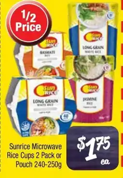 Farmer Jack's Sunrice Microwave Rice Cups 2 Pack or Pouch offer