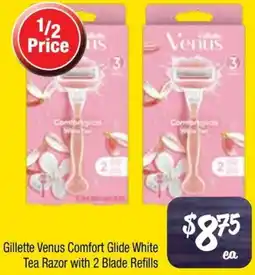 Farmer Jack's Gillette Venus Comfort Glide White Tea Razor with 2 Blade Refills offer