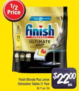 Farmer Jack's Finish Ultimate Plus Lemon Dishwasher Tablets 31 Pack offer
