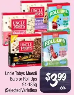 Farmer Jack's Uncle Tobys Muesli Bars or Roll Ups (Selected Varieties) offer