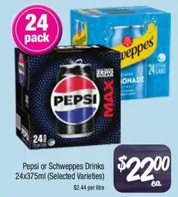 Farmer Jack's Pepsi or Schweppes Drinks (Selected Varieties) offer