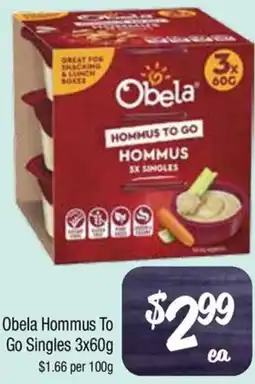 Farmer Jack's Obela Hommus To Go Singles offer