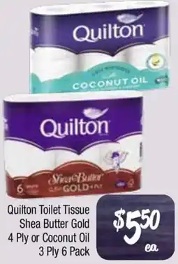 Farmer Jack's Quilton Toilet Tissue Shea Butter Gold 4 Ply or Coconut Oil offer
