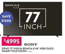Domayne Sony 77/195cm bravia 8 4k hdr oled smart television offer