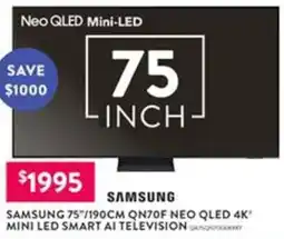 Domayne Samsung lg 75"/190cm qned86a evo ai 4k mini lg samsung 75/190cm qn70f neo qled 4k mini led smart ai television grondlawxxy offer